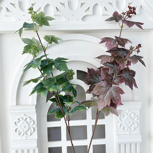 Arreglo de Hojas de Arce Artificiales Queyiyi, Color Verde Marrón, Plástico, Decoración para el Hogar, Accesorios para Bodas - Product Image 3