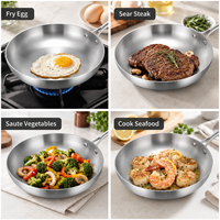 Ensemble de poêles à frire antiadhésives en acier inoxydable 3 plis 18/10, wok, poêle à frire, poêle à frire pour cuisinière à induction et usage domestique