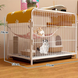 Luxe duurzame ijzeren solide grote meerlaagse katten- en hondenkooi met kunststof lade en bak, zwart, op maat gemaakt voor alle seizoenen - Product Image 6