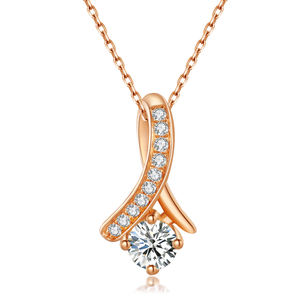 Venta al por mayor 18K oro rosa sólido Real calidad superior diamante Natural diseño Irregular colgantes bonito regalo para novia para cumpleaños - Product Image 1