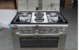 En stock : Cuisinière à <span class=keywords><strong>gaz</strong></span> 4 feux et électrique 2 feux, four électrique vertical connecté <span class=keywords><strong>de</strong></span> 900 mm <span class=keywords><strong>de</strong></span> large <span class=keywords><strong>avec</strong></span> plaques <span class=keywords><strong>de</strong></span> <span class=keywords><strong>cuisson</strong></span> - Product Image 2