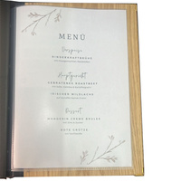 Porte-menu en cuir et bois personnalisé avec logo sur mesure, fait main, durable, moderne, impression sérigraphique, couleur personnalisée, cadeaux