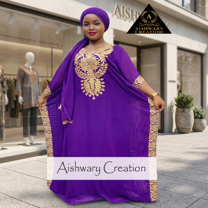 Nouvel Arrivage – Kaftan Africain Premium pour Femme en Rayonne, Broderie et Dentelle au Dos, Lavable et Respirant - Product Image 4