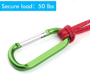 Carabiner klip Caribeaner aluminium kecil, Gantungan Kunci bentuk cincin D dengan 6 buah