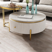 Table basse ronde de haute qualité en gros à Foshan, design de boîte de nuit, qualité de luxe, métal et verre, table centrale multifonctionnelle
