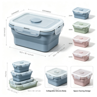 Conteneur alimentaire pliable en silicone, boîte à lunch réutilisable, gain de place, préparation des repas, OEM ODM, logo personnalisé