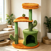 En gros, Arbre à chat 3 niveaux de luxe moderne écologique personnalisé, avec grand condo pour animaux en peluche, fausse fourrure et sisal
