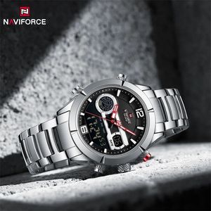 Naviforce 9232 Hot Bán sang trọng ban nhạc thép không gỉ sáng đôi hiển thị đa <span class=keywords><strong>Chronograph</strong></span> - Product Image 3