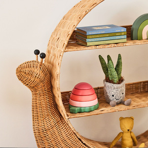 Rattan Wall Mounted <b>Storage</b> Rack Snail Shape 3 Tier Kids Room Organizer <b>Toy</b> Shelf Decorative Home <b>Storage</b> <b>Basket</b> - Product Image 2