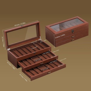 Boîte de présentation pour couteaux en bois, organisateur à 3 niveaux avec cuir PU et pochette supérieure en acier inoxydable, rangement pour couteaux de collection, cadeau pour collectionneurs et elle - Product Image 6
