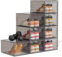 Armoire à chaussures de basket-ball en plastique transparent multi-couches moderne et grande, boîte de rangement et d'exposition avec accessoire pour baskets BT-394