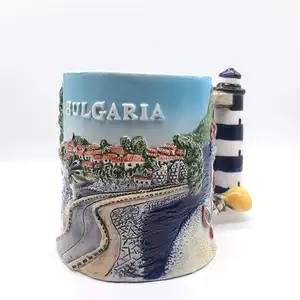 Market Place Belfort Minnewater Lake Brugge Belgium 3D Emboss Handpainted Ceramics Coffee Mug Cup Handmade Craft Tourist