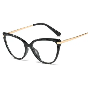 레트로 고양이 눈 안경 여성 안경 프레임 럭셔리 브랜드 디자이너 안경 투명 고양이 눈 안경 여성 안경