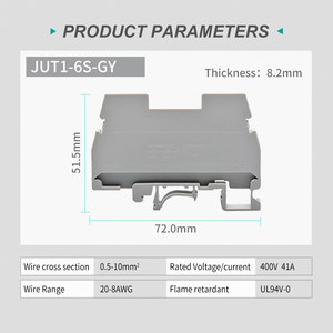 UTL commutation DIN Rail <span class=keywords><strong>bornier</strong></span> à vis pour 6mm2 57A/400V Type <span class=keywords><strong>de</strong></span> test fil connecter <span class=keywords><strong>bornier</strong></span> - Product Image 3