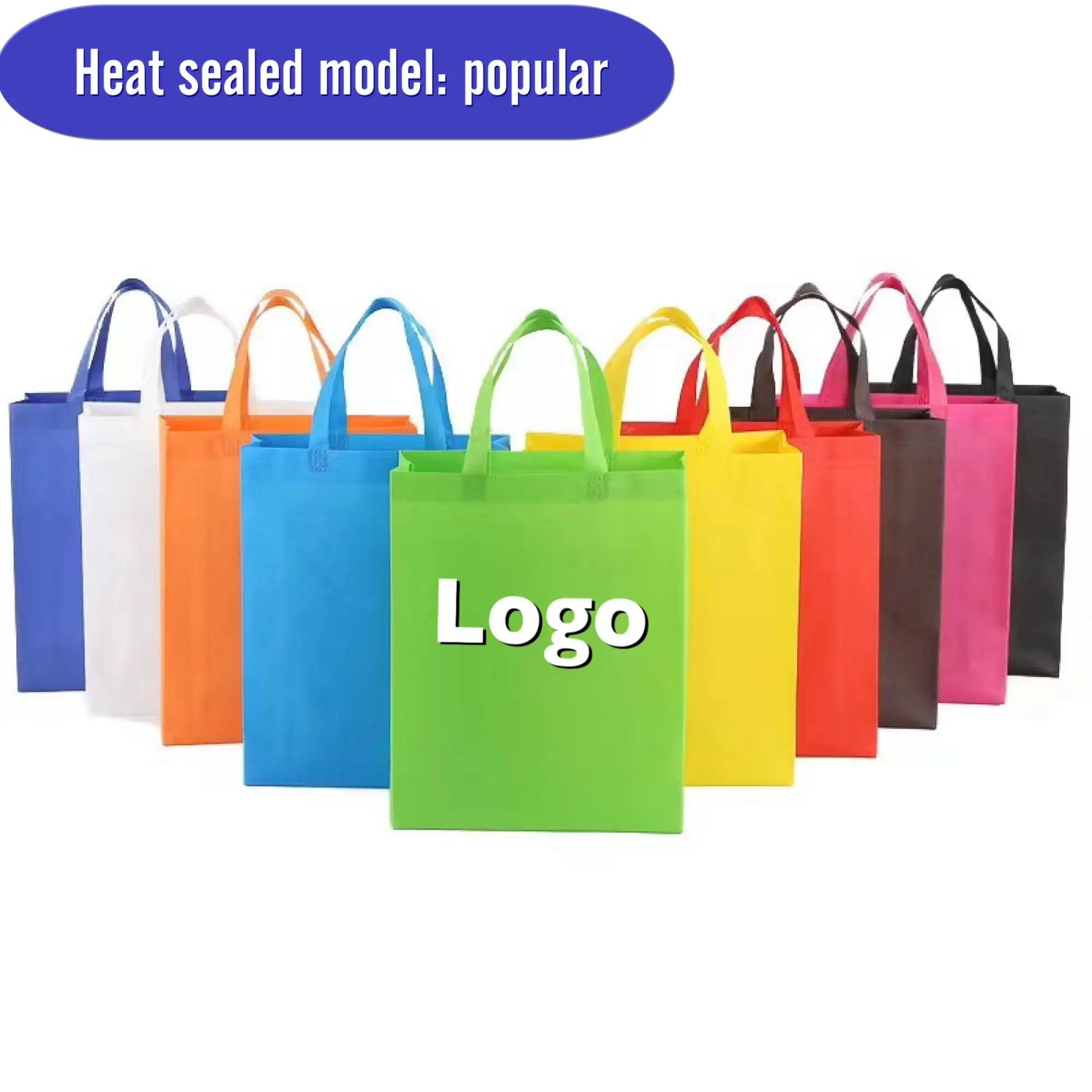 Custom Carry Folding Reusable Grocery Shopping Tote Pp Nonwoven Non Woven Shopping Bag Reusable Non-woven Bag With Logos