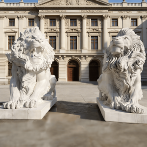 Grandes Esculturas de Leones de Mármol para Exteriores, Estatuas Decorativas de Leones de Mármol de Tamaño Real para Jardín, Esculturas de Animales de Piedra - Product Image 4