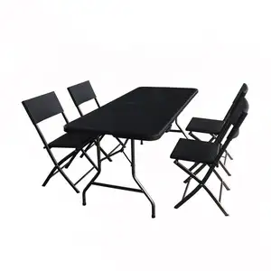 Gamboge couleur 6ft 183cm BBQ Plastic Garden Outdoor Folding Long Chairs and Tables, Folding Bench dining table set