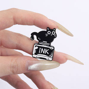 Karikatür kedi iskelet broş hayvan Metal rozeti çanta giyim şapka - Product Image 4