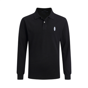 POLO al por mayor <span class=keywords><strong>para</strong></span> hombre, camiseta polo informal de negocios negra, de algodón, manga larga, con logotipo bordado, tejido de punto. - Product Image 4