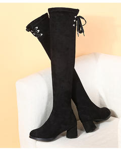 Wholesale middle and low heel long over <span class=keywords><strong>the</strong></span> knee boots suede material dress shoes women high heel shoes - Product Image 1