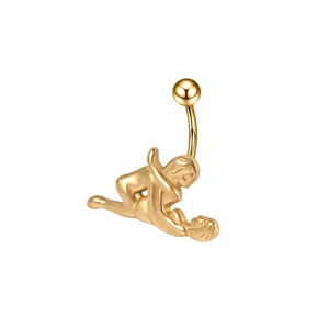 Piercing de ombligo de acero inoxidable con barra curva, divertido y sexy, para hombres y mujeres, con diseño de Kama Sutra. - Product Image 4