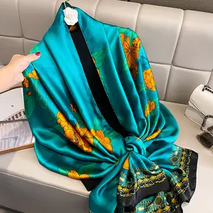 Eşarp tedarikçisi kadın tasarım yaz ipek baskılı şal yüksek kalite müslüman kadın kafa sarar