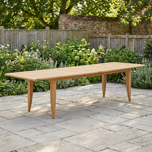 Table de jardin rectangulaire extensible en teck massif, imperméable et durable, pour 10 personnes, avec trou pour parasol - Product Image 3