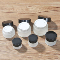 Pot de crème pour le visage en verre givré 10G 20G 30G 50G 70G 100G avec couvercle blanc, noir, argenté ou doré