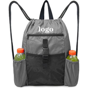 Mochila Deportiva Grande Personalizada de Poliéster con Cordón para Atletas, Bolsa de Playa con Malla y Bolsillos para Botellas de Agua - Product Image 1