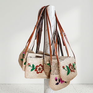 Sac fourre-tout en paille écologique pour femme avec fermeture éclair, broderie florale, style bohème, sac à bandoulière léger pour la plage et l'usage quotidien - Product Image 3