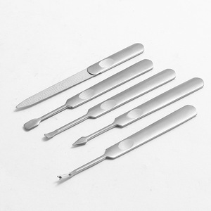 Juego de herramientas de acero inoxidable pulido espejo para uñas: lima de uñas, removedor de cutículas y herramienta para arte de uñas - Impresionante lima de uñas Little Stone y removedor de cutículas - Product Image 4