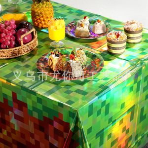 Laser Pixel Minecraft <b>Tablecloth</b> <b>Rectangle</b> Disposable PE Birthday Party Decoration Environment Friendly - Product Image 3