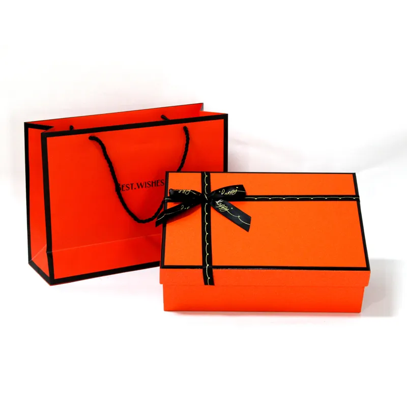 제조 업체 도매 사용자 정의 포장 상자 판지 상자 오렌지 크리스마스 선물 상자 뚜껑