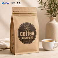 Sacs en plastique refermables à fermeture éclair aspect papier kraft pour café, emballage premium pour le stockage de grains de café frais, spécialité export