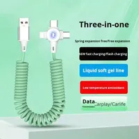 Câble de charge micro-USB 3-en-1 pour téléphone et chargeur de voiture à ressort rétractable avec gaine élastique en PVC