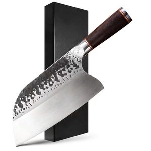 Cuchillo de Carnicero Serbio de 8 Pulgadas, Forjado a Mano, Hoja Ancha, Mango de Madera de Ébano, para Cocina, Picar, Camping y Barbacoa - Product Image 1