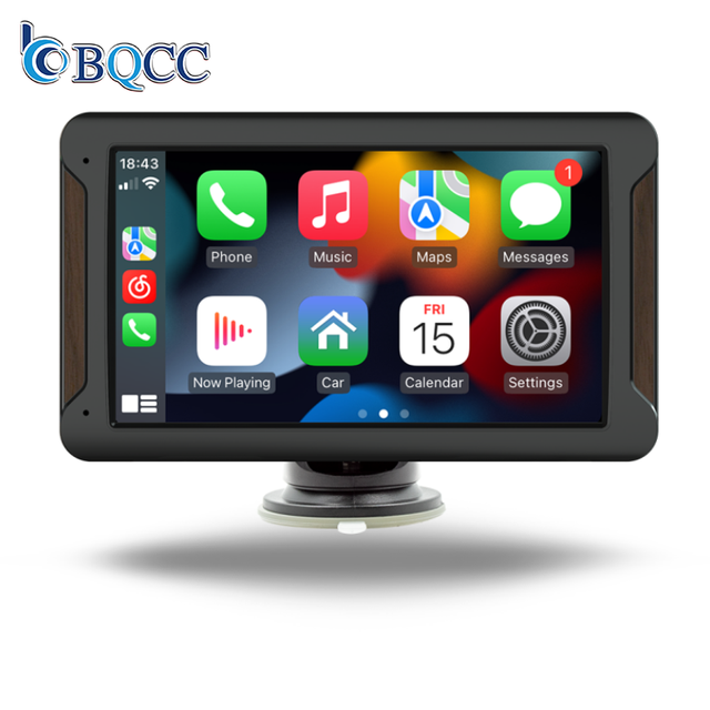 BQCC 7" Wireless Carplay Portable Radio Android Auto RDS AM FM HD Display Resolution Car Stereo Movie Playback B5301