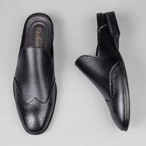 รองเท้าลำลองหนังแท้ลายขีดข่วนแบบสวมสำหรับผู้ชายฤดูร้อน พื้นยางหนา - Product Image 5