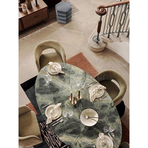 Newstar, muebles de comedor de piedra Natural, mesa de comedor de mármol de cuarcita redonda rectangular cuadrada verde - Product Image 4