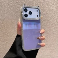 Coque de téléphone Bling Diamant Oreilles de Chat pour iPhone, Protection intégrale Scintillante, Oreilles de Chat Multicolores Mignonnes avec Grande Fenêtre
