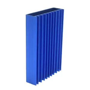 Gabinete de extrusión de aluminio, carcasa plana y rectangular, anodizada, con aleta de refrigeración, disipador de calor, n. ° 1, 2,5 pulgadas de ancho, azul