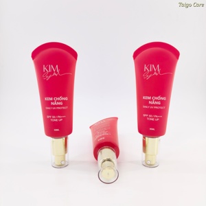 หลอดบรรจุภัณฑ์เครื่องสำอางพลาสติกสีแดงขนาด D30 มม. ปลายกลม พร้อมหัวปั๊มสีทองและฝาใส สำหรับบรรจุรองพื้น - Product Image 6