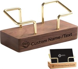 Caja de Almacenamiento de Tarjetas de Visita de Madera de Nogal Negro Sólido y Haya, de un Solo Nivel, Personalizada para Letreros de Pared y Artesanías de Madera - Product Image 1