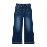 Jean de maternité à enfiler pour femme, taille haute, coupe large, en denim extensible, confortable et élégant
