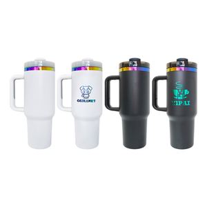 Gobelet isotherme personnalisé 40 oz avec logo gravé au laser, plusieurs couleurs, noir, blanc, arc-en-ciel, avec couvercle et paille - Product Image 1