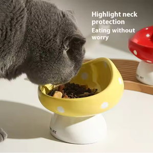Cuenco para perros y <span class=keywords><strong>gatos</strong></span> de cerámica inclinado ecológico con protección para el cuello, plato de alimentación antideslizante para mascotas de interior, caja de características elevadas embalada - Product Image 4