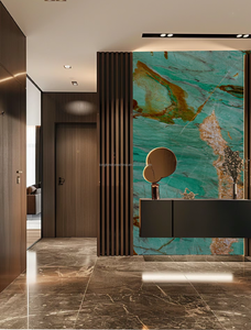 Panel de pared de fondo Interior de cuarcita de Brasil de lujo, losa de cuarcita verde única para PROYECTO DE Hotel Villa - Product Image 3