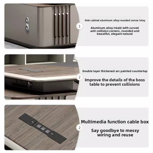 高さ調節可能なエグゼクティブL型MDFマネージャーデスク耐久性のある電気ワークステーション家具オフィス - Product Image 4