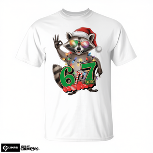 T-shirt de Noël festif avec motif raton laveur pour garçons et filles, taille 6-7 - Product Image 2