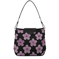 Sac à main en cuir PU motif fleur de Hau violette d'Hawaï, sacs fourre-tout à bandoulière unique, sacs seau personnalisables avec logo, sac à bandoulière pour femme